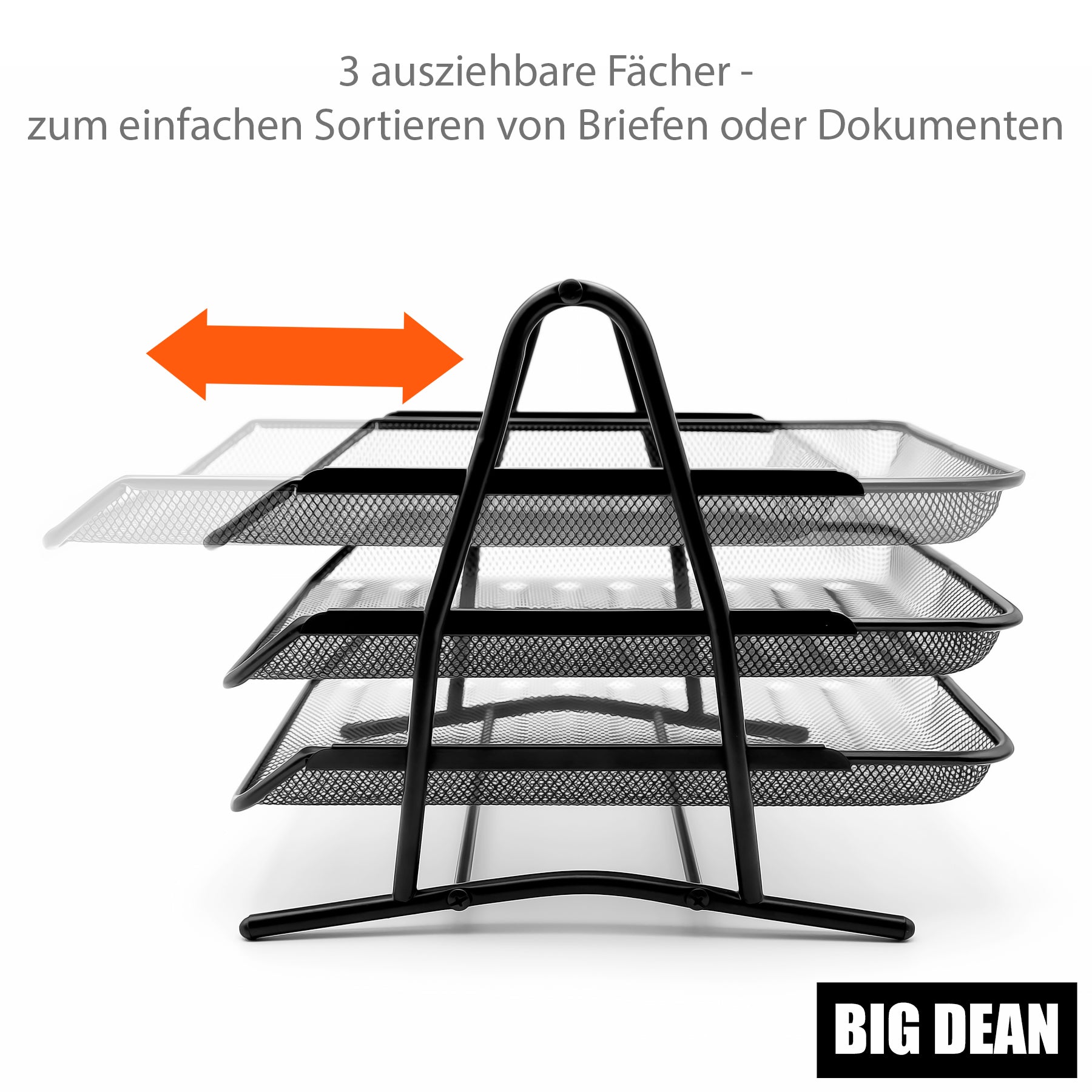 BigDean Dokumentenablage ausziehbar schwarz Metall – zuverlässiger Schreibtisch Organizer  4