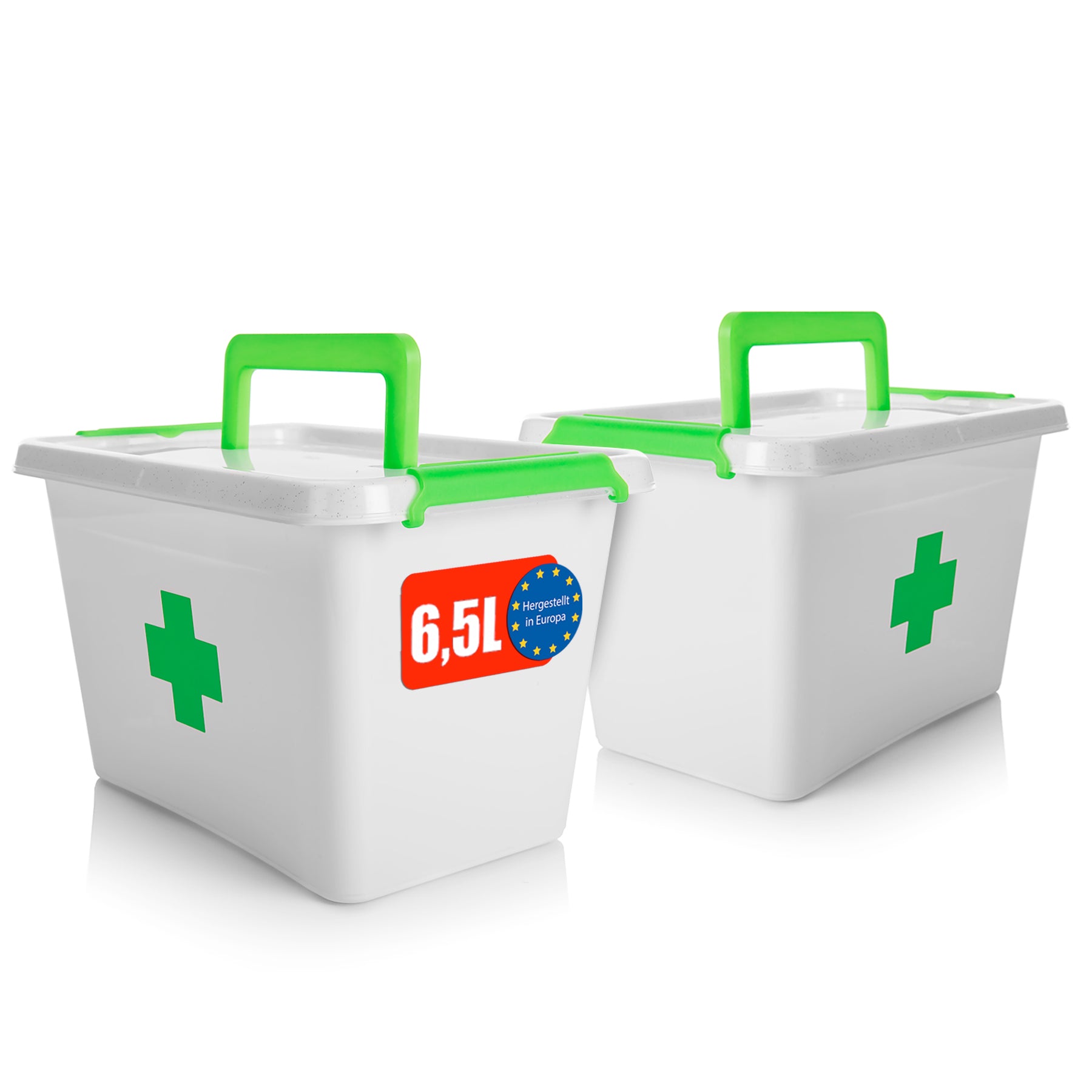 BigDean 2 Stück Medizinbox 6,5 L aus BPA-freiem & lebensmittelechtem Kunststoff – Medikamentenbox für Salben, Tabletten und Verbände – Koffer Organizer Made in Europe