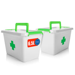 2 Stück Medizinbox 6,5 L aus BPA-freiem & lebensmittelechtem Kunststoff – Medikamentenbox für Salben, Tabletten und Verbände – Koffer Organizer Made in Europe