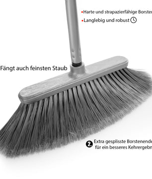 BigDean 2 Stück Straßenbesen mit Teleskopstiel 120 cm PVC Borsten für effiziente Reinigung 6