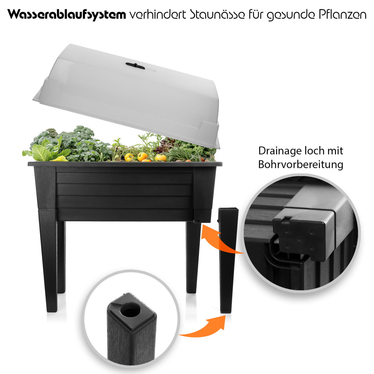 BigDean Hochbeet aus wetterfestem & robustem Kunststoff – Hochbeet für Garten und Balkon geeignet – Kräuterbeet Made in Europe image 4