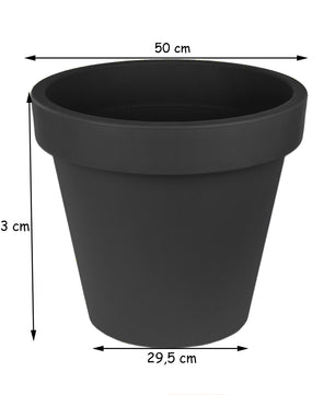 Blumentopf Ø 50 cm aus Kunststoff - Anthrazit - Pflanztopf Containertopf Übertopf Pflanzkübel rund 5