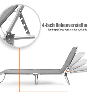 Sonnenliege klappbar 150 kg belastbar mit 4-fach verstellbarer Rückenlehne – hochwertige Gartenliege 4