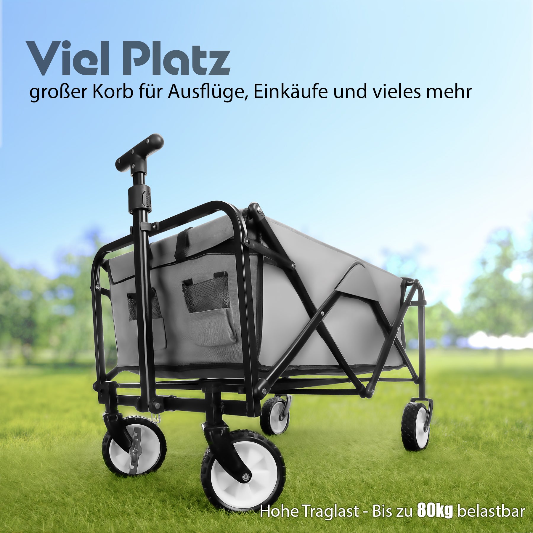Bollerwagen faltbar belastbar bis 80kg – Bollerwagen platzsparend zusammenklappbar 2