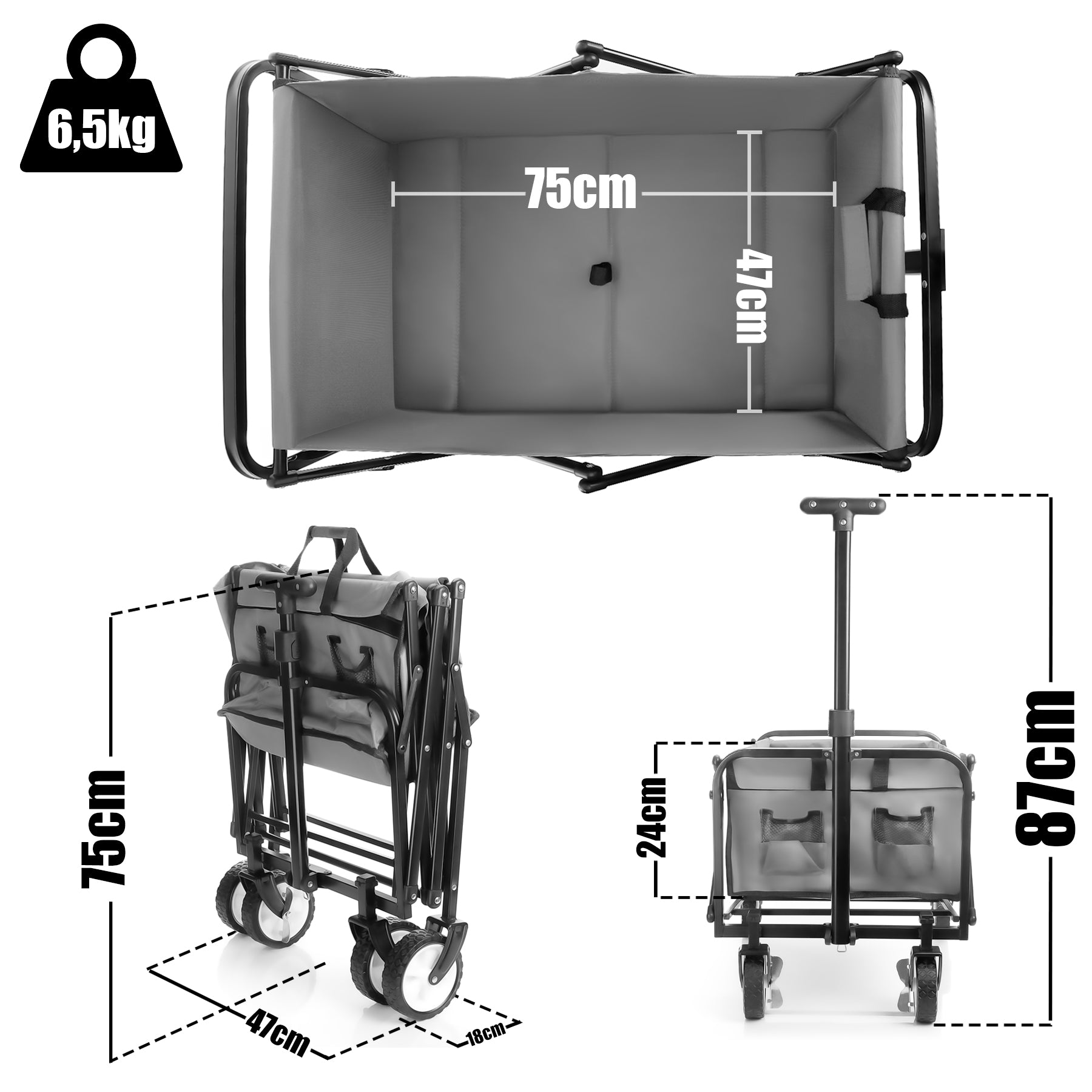 Bollerwagen faltbar belastbar bis 80kg – Bollerwagen platzsparend zusammenklappbar 3