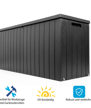 BigDean Gartenbox 270 L mit Rollen aus wetterfestem Kunststoff – Auflagenbox 2
