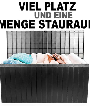 BigDean Gartenbox 270 L mit Rollen aus wetterfestem Kunststoff – Auflagenbox 3
