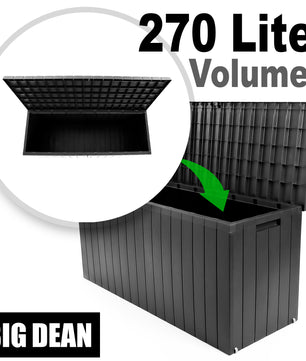 BigDean Gartenbox 270 L mit Rollen aus wetterfestem Kunststoff – Auflagenbox 5