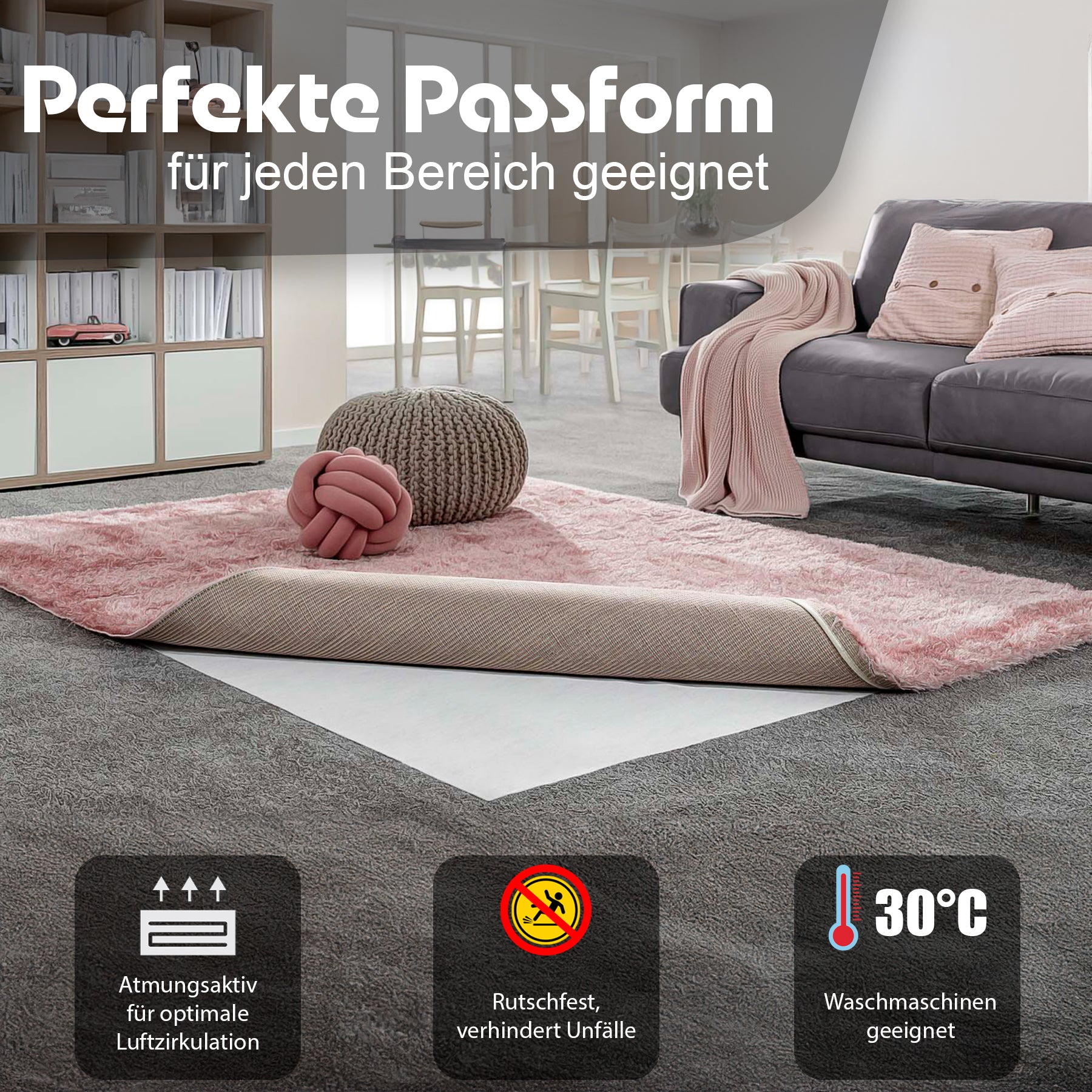 Teppich Antirutschunterlage 120x180cm individuell zuschneidbar – Antirutschmatte 6