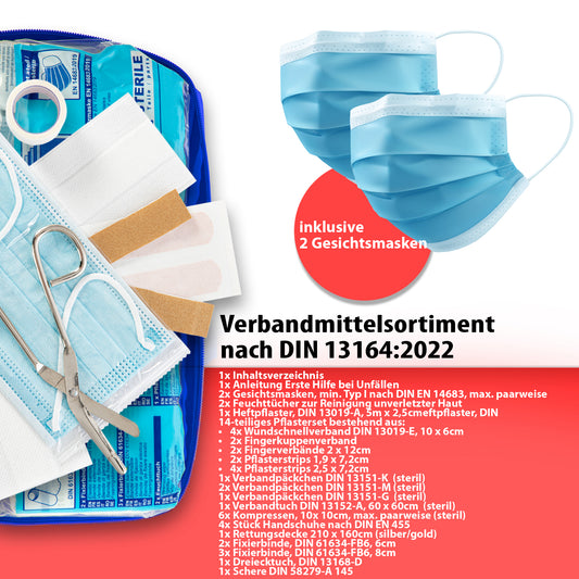 BigDean 2x Verbandskasten MADE IN GERMANY in blau – Verbandstasche nach DIN 13164:2022 2