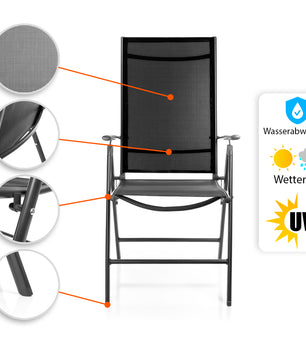 2 Stück Gartenstühle 120 kg belastbar - Klappstuhl mit 7-fach verstellbarer Rückenlehne Campingstuhl 5