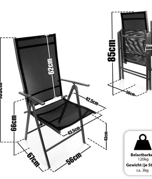 4 Stück Gartenstühle 120 kg belastbar - Klappstuhl mit 7-fach verstellbarer Rückenlehne Campingstuhl 3