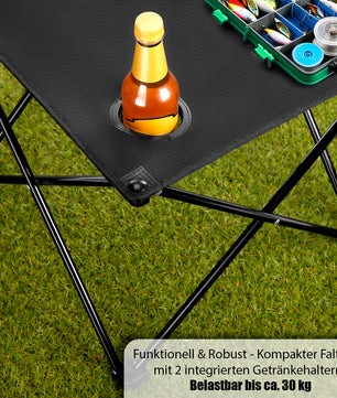 BigDean Campingtisch faltbar mit 2 Getränkehaltern Schwarz belastbar bis 30 kg 2