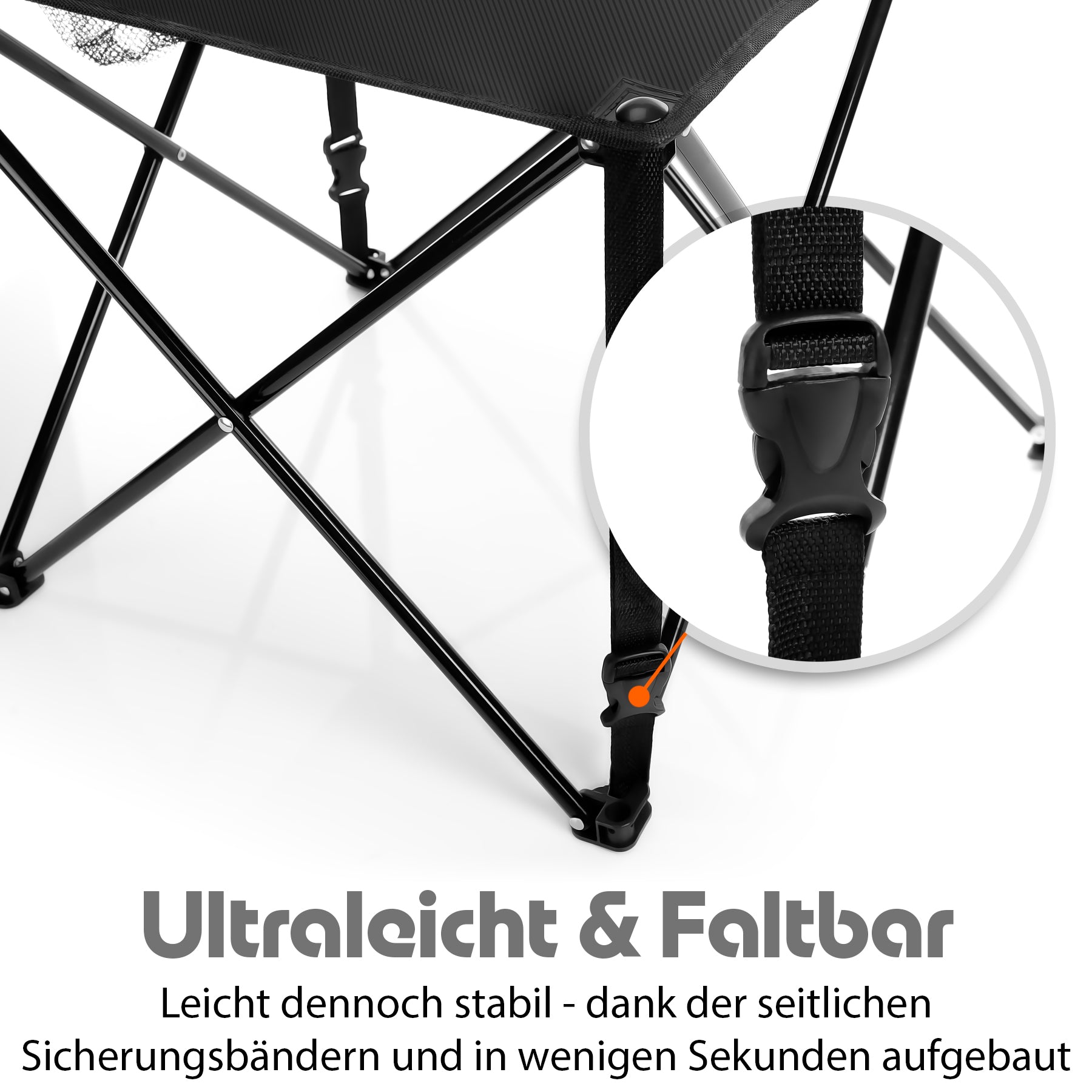 campingtisch faltbar leicht Campingtisch faltbar mit 2 Getränkehaltern Schwarz belastbar bis 30 kg – BigDean