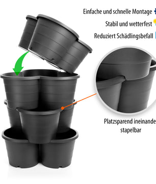 BigDean 4er Set Pflanzturm ideal für Erdbeeren, Kartoffeln & Kräuter – Kartoffelturm stapelbar 4