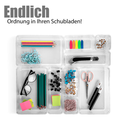 BigDean 25-teiliges Schubladen Organizer transparent in 4 Größen – Schreibtisch Organizer 2