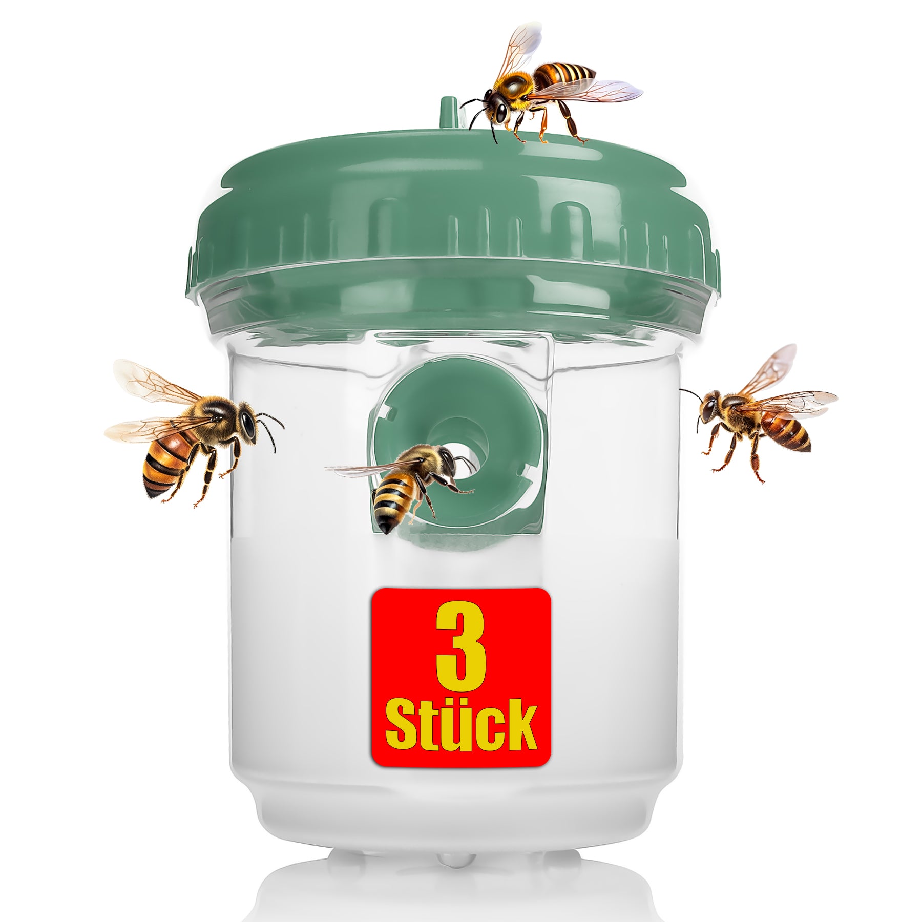 3 Stück Wespenfalle outdoor in Grün ø9x13cm –Aufhängen perfekt für Bienen