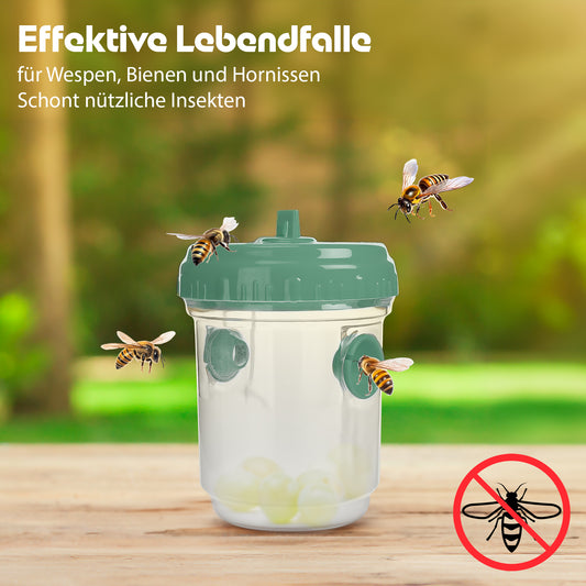 BigDean 3 Stück Wespenfalle Outdoor in Grün ø9x13cm – Lebend Falle zum Aufhängen perfekt für Bienen, Wespen und als Fliegenfalle geeignet image 2