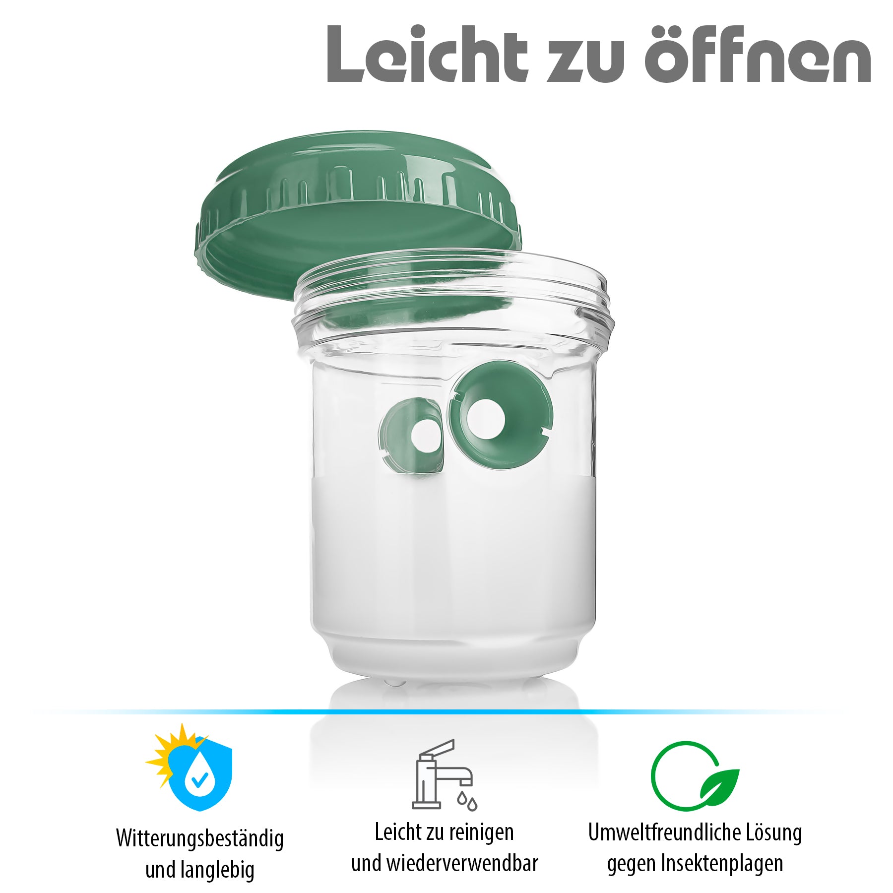 3 Stück Wespenfalle outdoor in Grün ø9x13cm –Aufhängen perfekt für Bienen 5