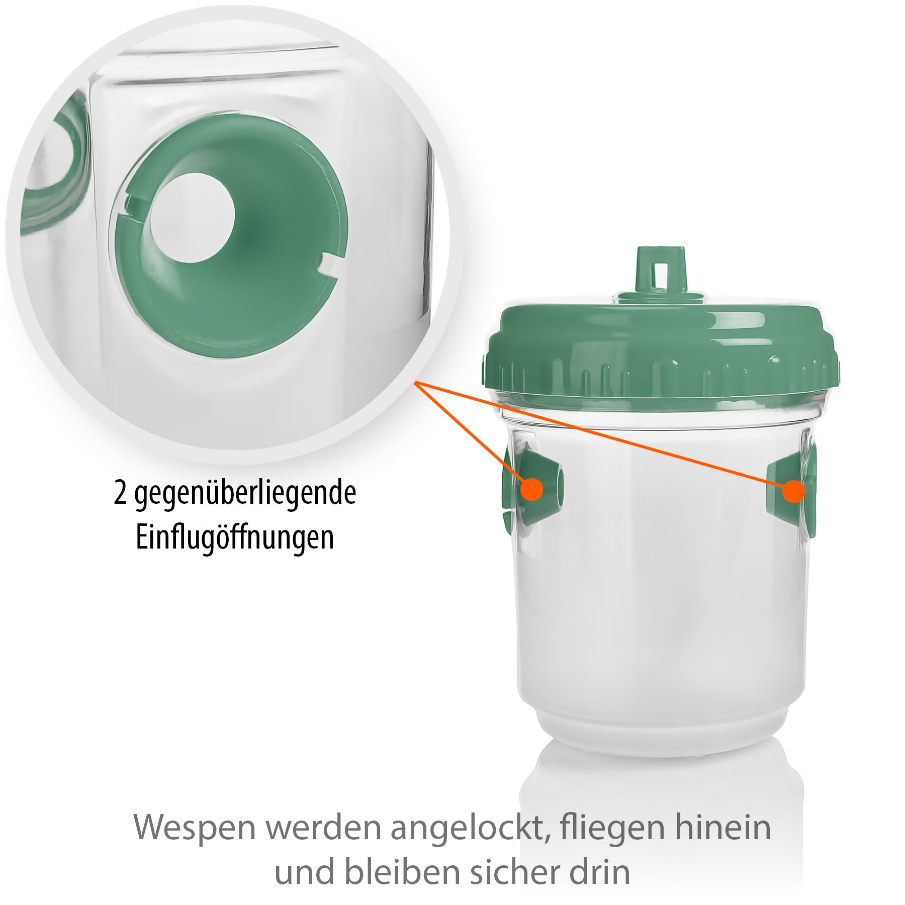3 Stück Wespenfalle outdoor in Grün ø9x13cm –Aufhängen perfekt für Bienen 6