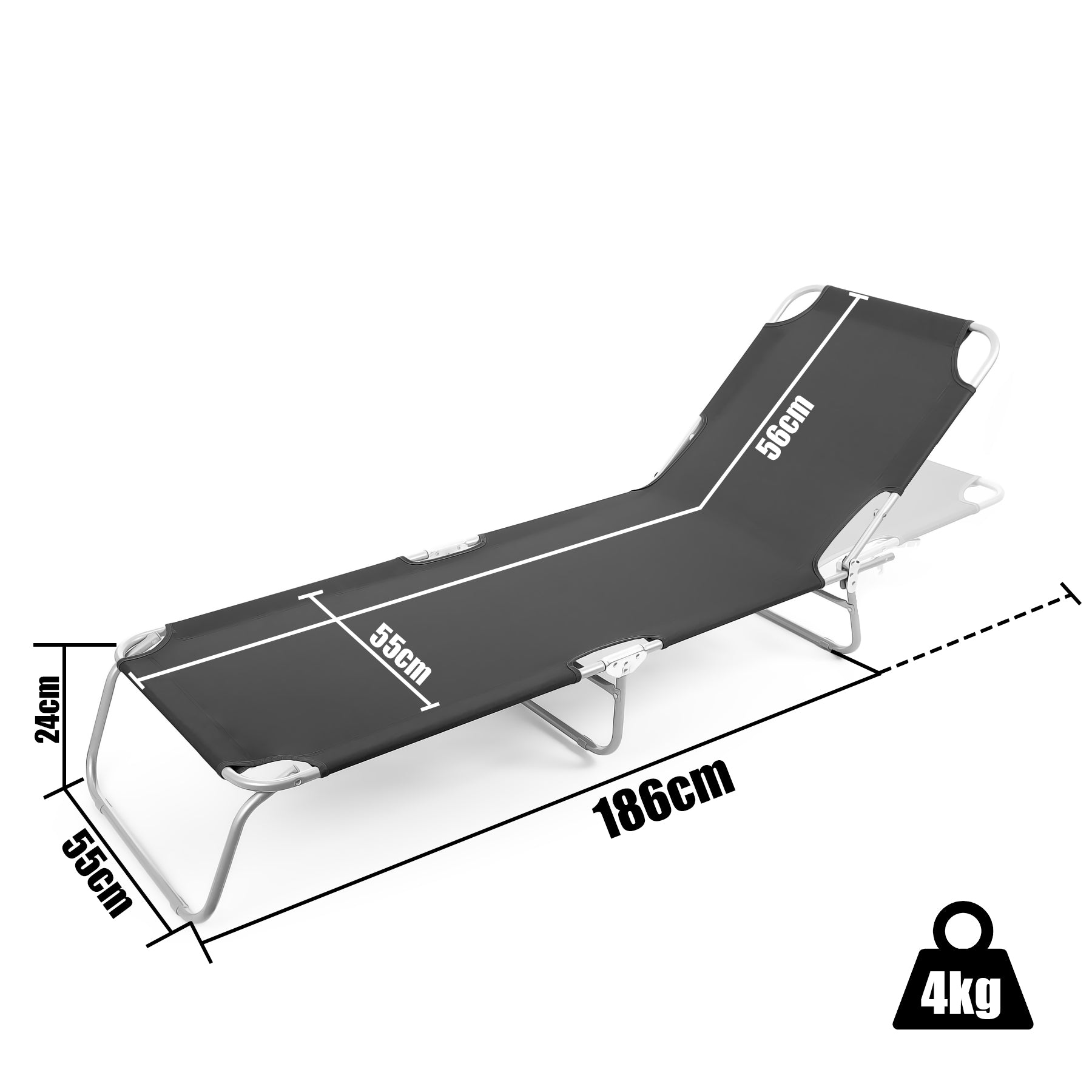 Sonnenliege klappbar 150 kg belastbar mit 4-fach verstellbarer Rückenlehne 3