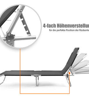 Sonnenliege klappbar 150 kg belastbar mit 4-fach verstellbarer Rückenlehne 4