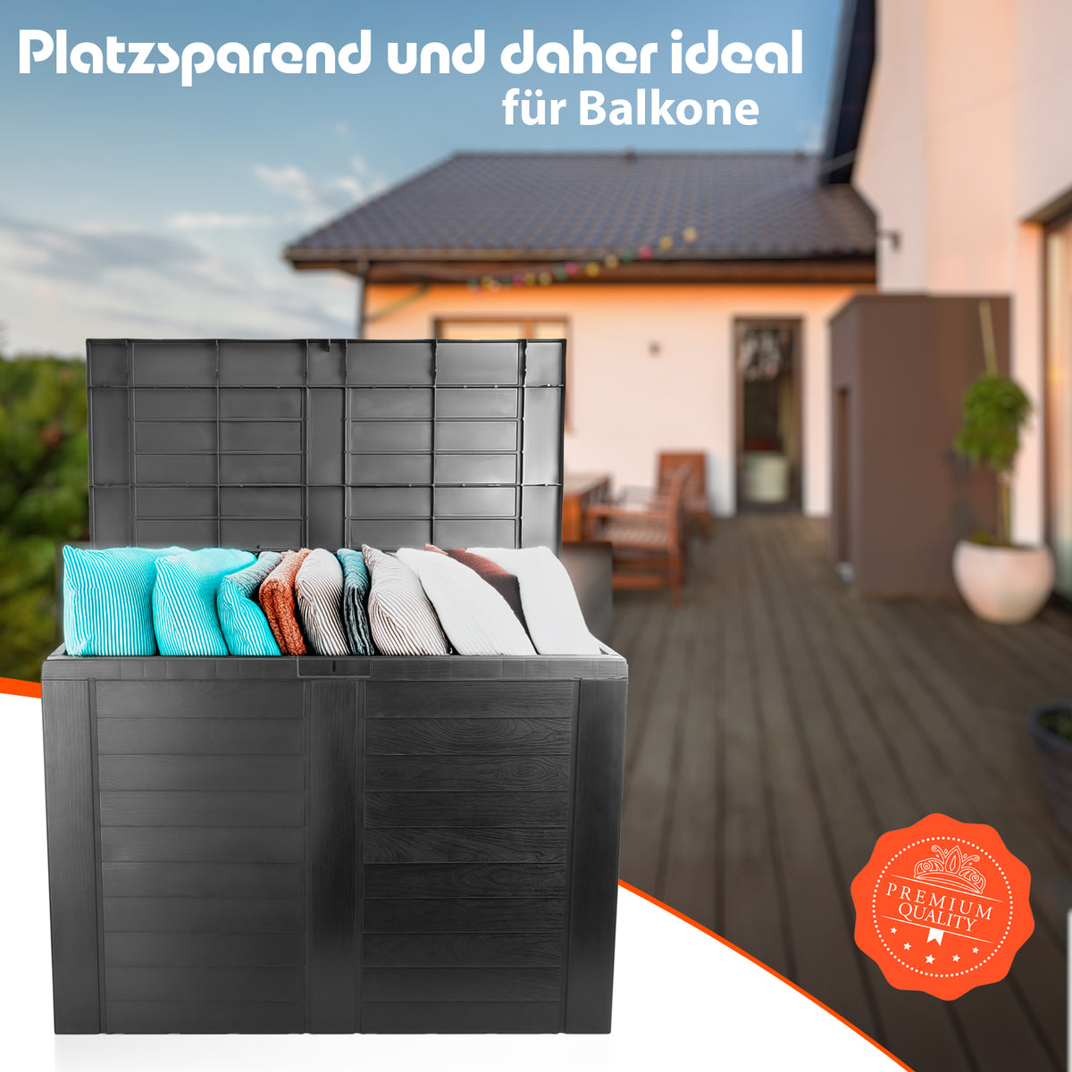 BigDean Aufbewahrungsbox Garten 170L mit Stecksystem aus Kunststoff – Auflagenbox wasserdicht für outdoor geeignet – Kissenbox im kompakten Design & Made in Europe image 2