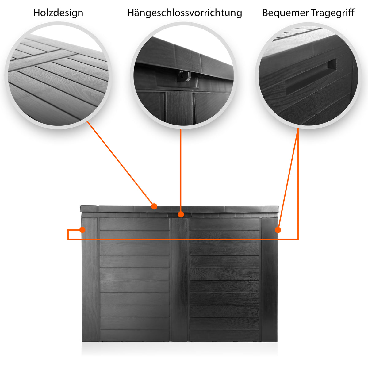 BigDean Aufbewahrungsbox Garten 170L mit Stecksystem aus Kunststoff – Auflagenbox wasserdicht für outdoor geeignet – Kissenbox im kompakten Design & Made in Europe image 4