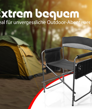 Campingstuhl belastbar bis 150kg mit Klapptisch – Klappstuhl mit Getränkehalter 2