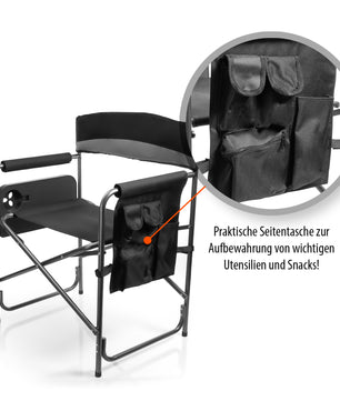 Campingstuhl belastbar bis 150kg mit Klapptisch – Klappstuhl mit Getränkehalter 5