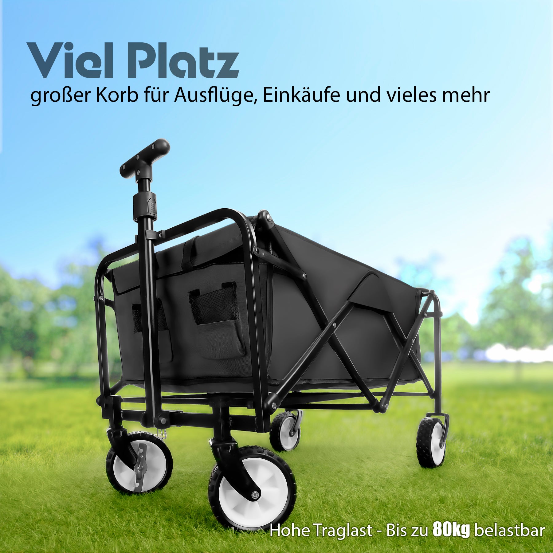 Bollerwagen faltbar belastbar bis 80kg – Bollerwagen platzsparend zusammenklappbar 2