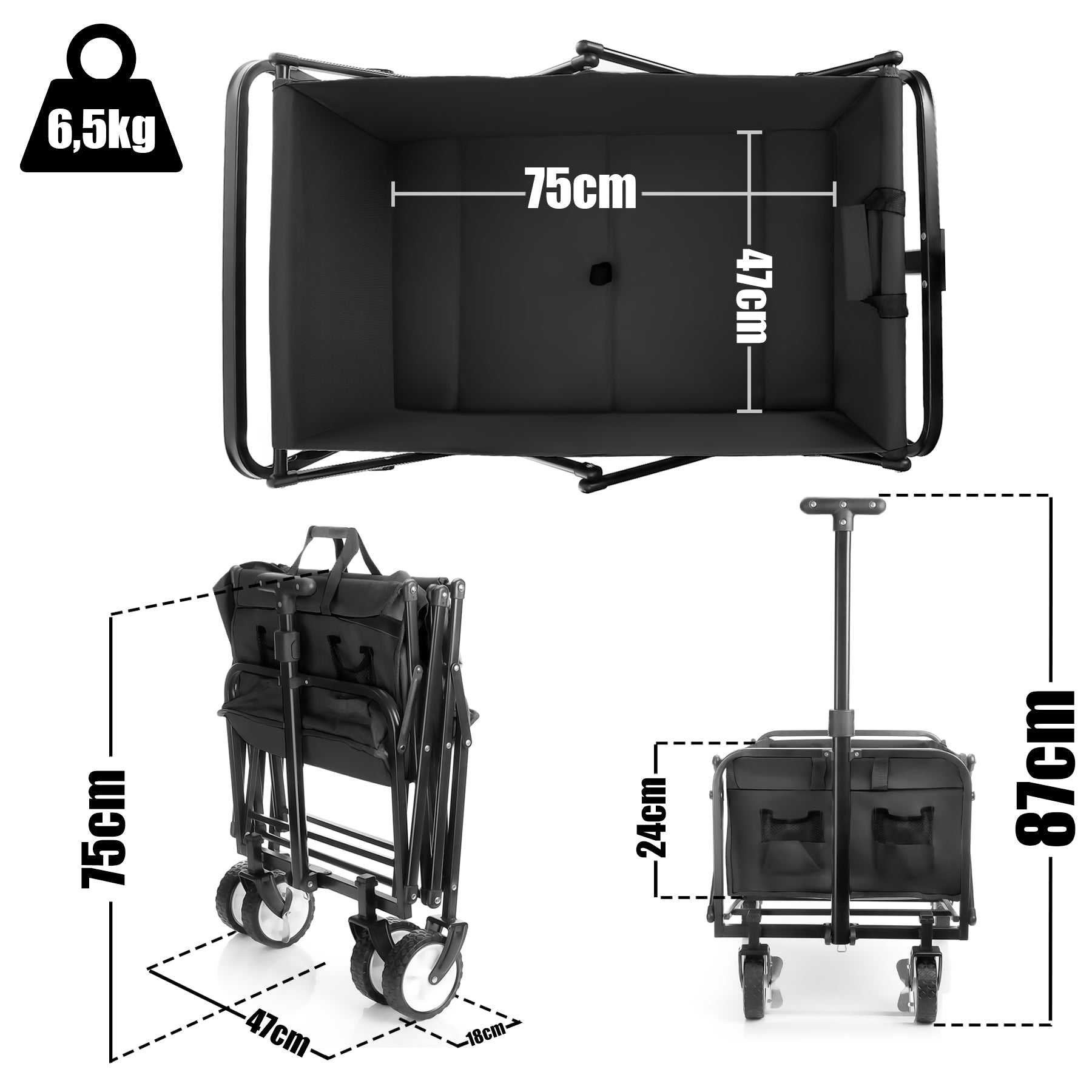 Bollerwagen faltbar belastbar bis 80kg – Bollerwagen platzsparend zusammenklappbar 3