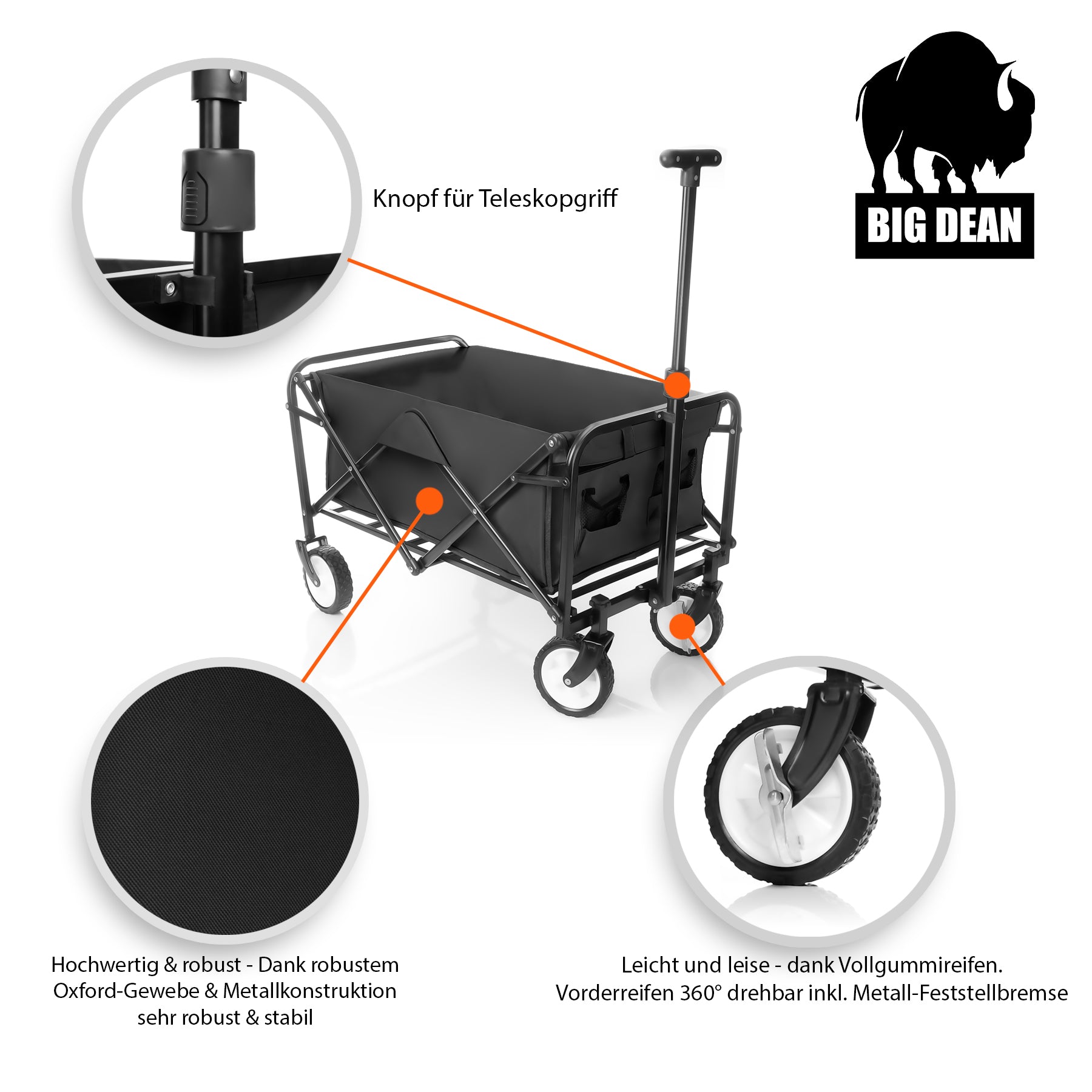 Bollerwagen faltbar belastbar bis 80kg – Bollerwagen platzsparend zusammenklappbar 5