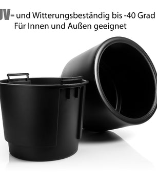 Blumentopf Design mit Einsatz rund ø 47 cm Schwarz – wetterfester Übertopf aus bruchsicherem 5