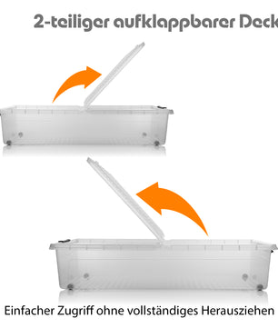 BigDean 2 Stück Unterbett Aufbewahrungsbox 32 L luftdicht & mit Rollen 5