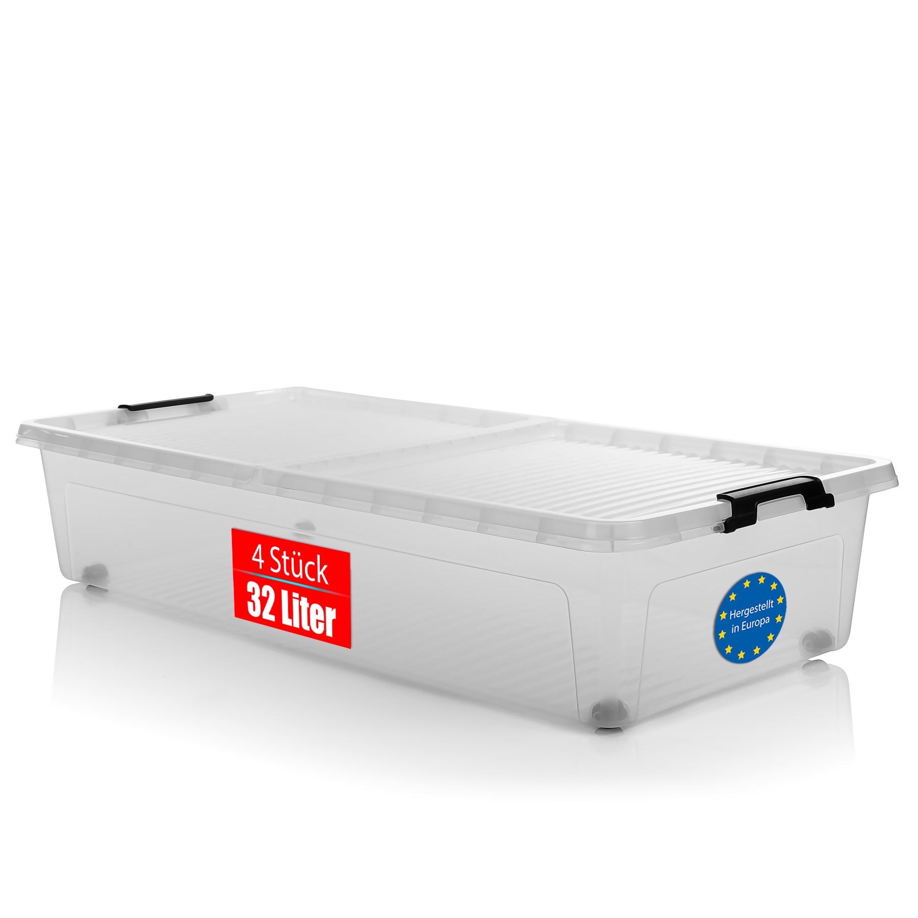 4 Stück Unterbett Aufbewahrungsbox 32 L luftdicht & mit Rollen aus widerstandsfähigem Kunsts