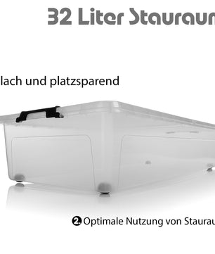 4 Stück Unterbett Aufbewahrungsbox 32 L luftdicht & mit Rollen aus widerstandsfähigem Kunsts 2