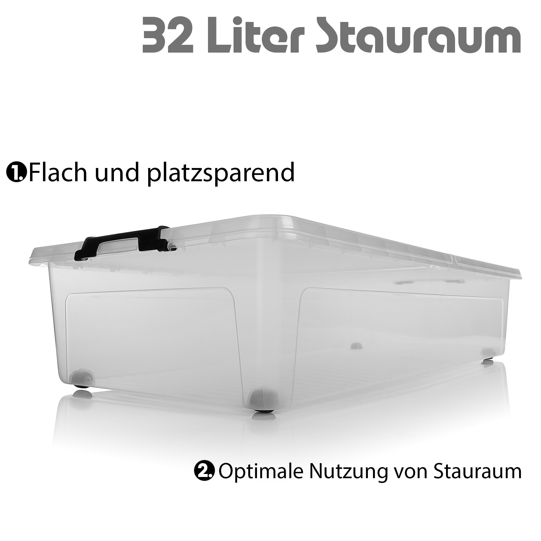 4 Stück Unterbett Aufbewahrungsbox 32 L luftdicht & mit Rollen aus widerstandsfähigem Kunsts 2