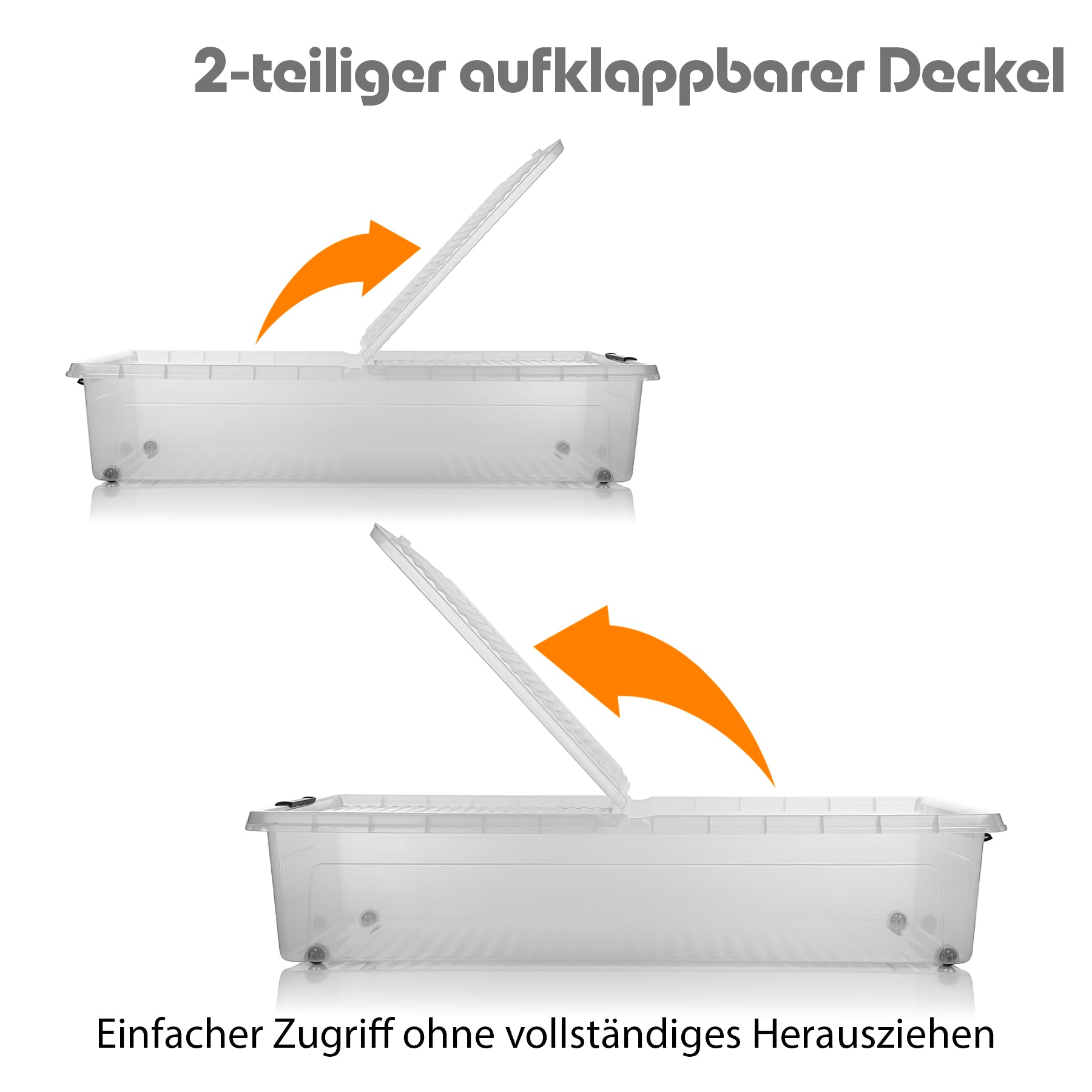 4 Stück Unterbett Aufbewahrungsbox 32 L luftdicht & mit Rollen aus widerstandsfähigem Kunsts 5