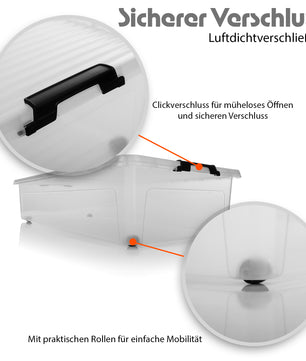 4 Stück Unterbett Aufbewahrungsbox 32 L luftdicht & mit Rollen aus widerstandsfähigem Kunsts 6