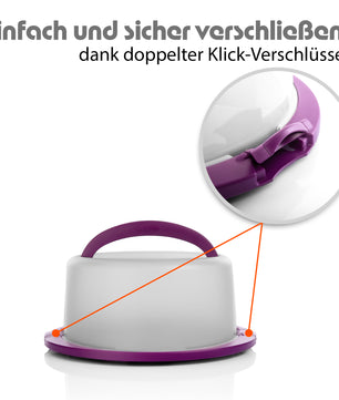 2 Stück Kuchen Transportbox Rund in Brombeerfarbe – Tortenglocke 4