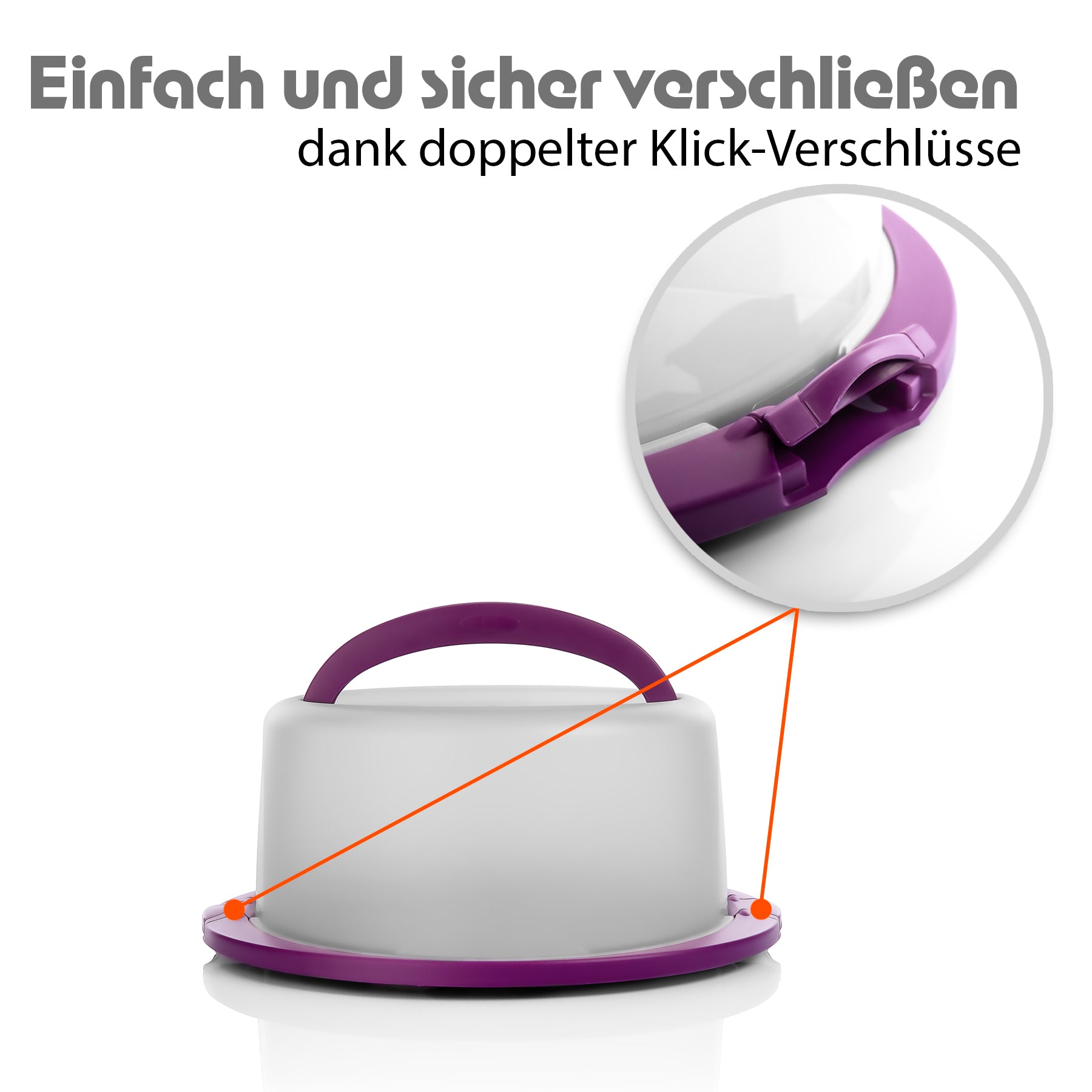 2 Stück Kuchen Transportbox Rund in Brombeerfarbe – Tortenglocke 4