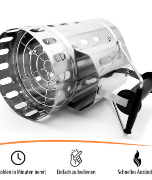 BigDean Premium Anzündkamin mit 2 Griffen ideal für schnelles anzünden von Holzkohle – Grill Zubehör 4