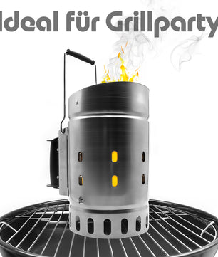 BigDean Premium Anzündkamin mit 2 Griffen ideal für schnelles anzünden von Holzkohle – Grill Zubehör 6