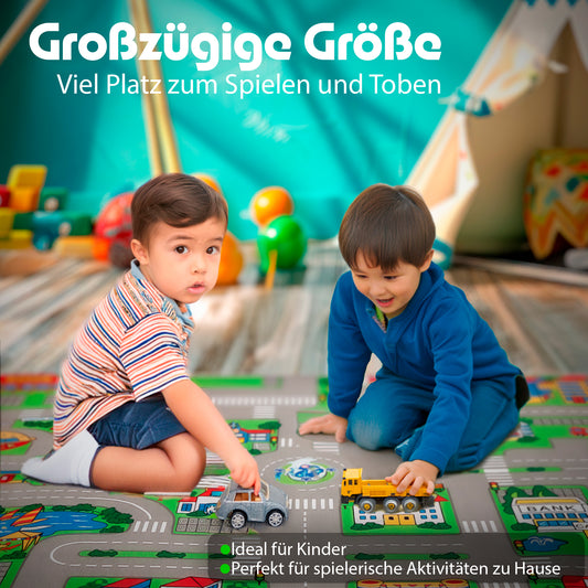 BigDean Spielteppich Kinder in Stadt Design rutschfester Teppich ideal fürs Kinderzimmer 2