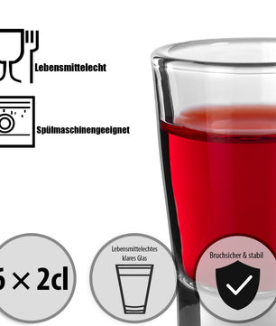 6 Stück Schnapsgläser 2cl in Geschenkbox – hochwertige Shotgläser lebensmittelecht 5