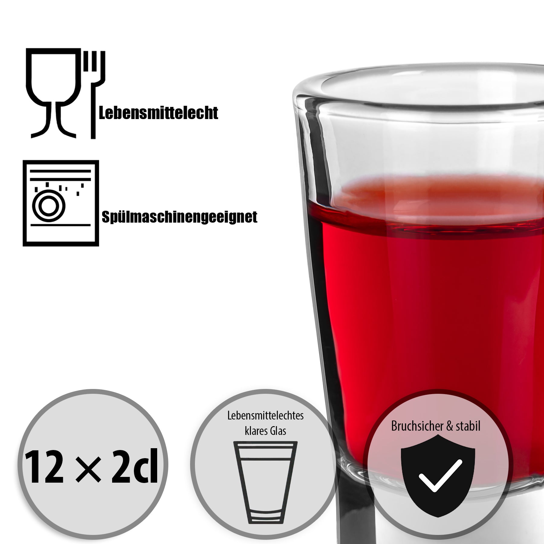 12 Stück Schnapsgläser 2cl in Geschenkbox – hochwertige Shotgläser lebensmittelecht 5