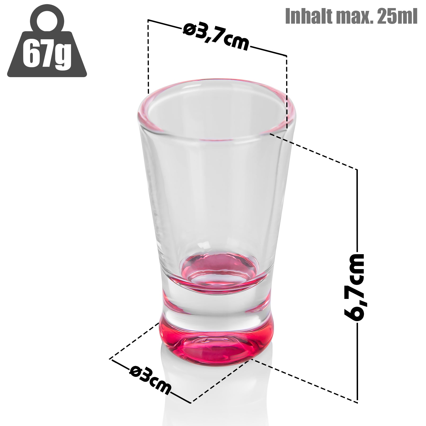 6 Stück farbige Schnapsgläser 2cl in Geschenkbox – hochwertige Shotgläser lebensmittelecht 3