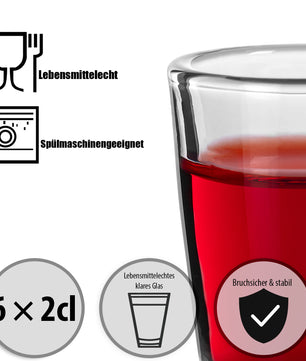 6 Stück farbige Schnapsgläser 2cl in Geschenkbox – hochwertige Shotgläser lebensmittelecht 5