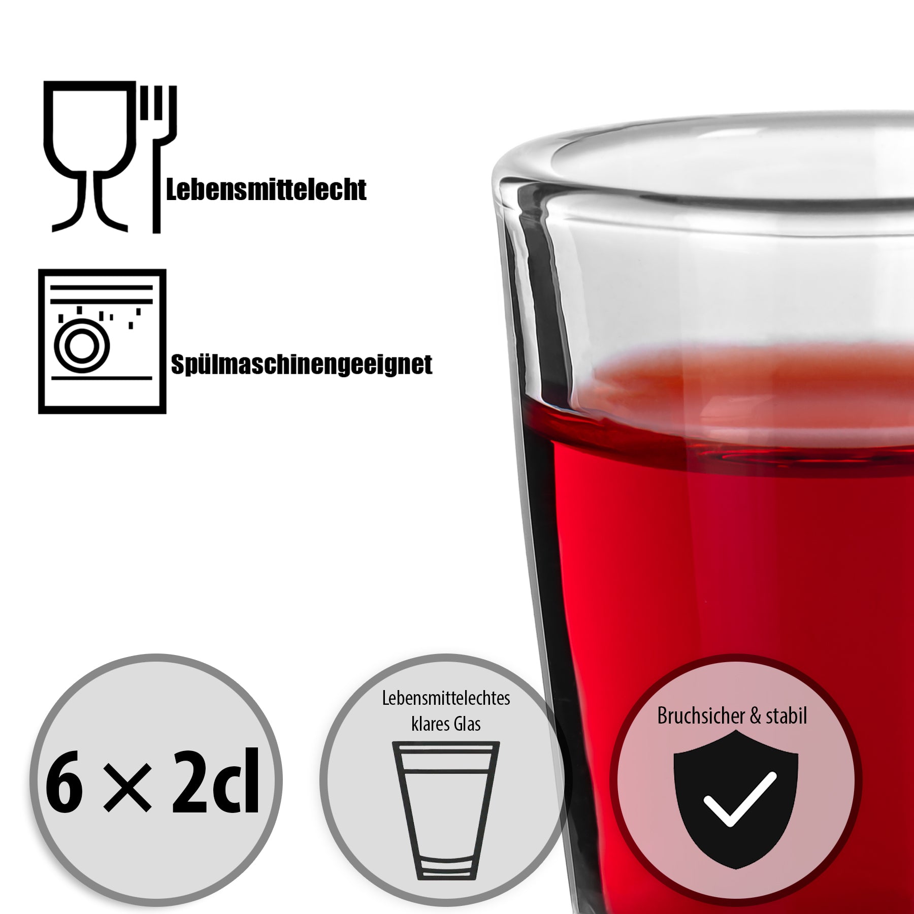 6 Stück farbige Schnapsgläser 2cl in Geschenkbox – hochwertige Shotgläser lebensmittelecht 5